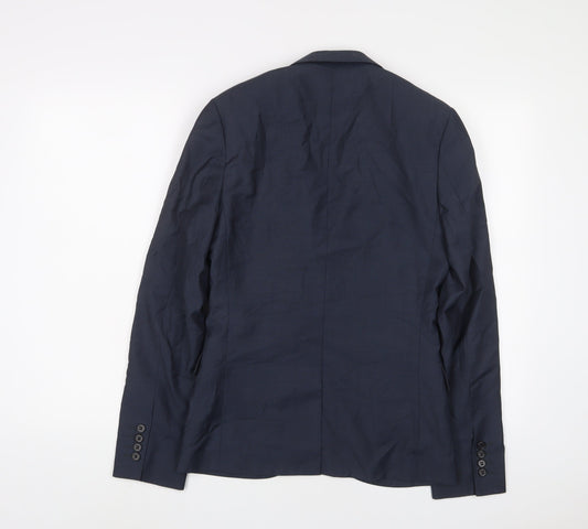 Topman Mens Blue Polyester Jacket Suit Jacket Size 34 Regular