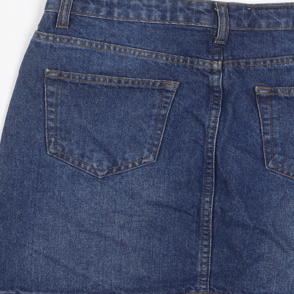 Don't think twice Womens Blue Cotton A-Line Skirt Size 8 Zip