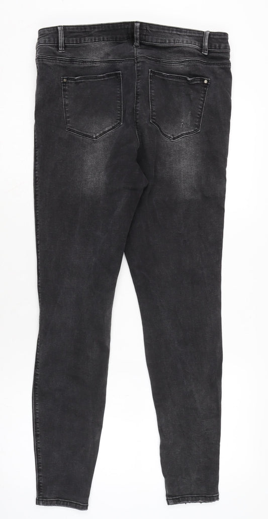 Denim Womens Grey Cotton Blend Tapered Jeans Size 18 L29.5 in Regular Zip