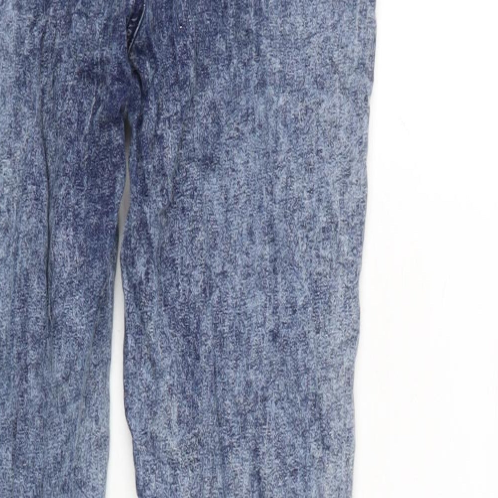 Brand and care label for Denim & Co. women’s blue cotton blend skinny jeans, size UK 14, 28-inch leg regular zip
