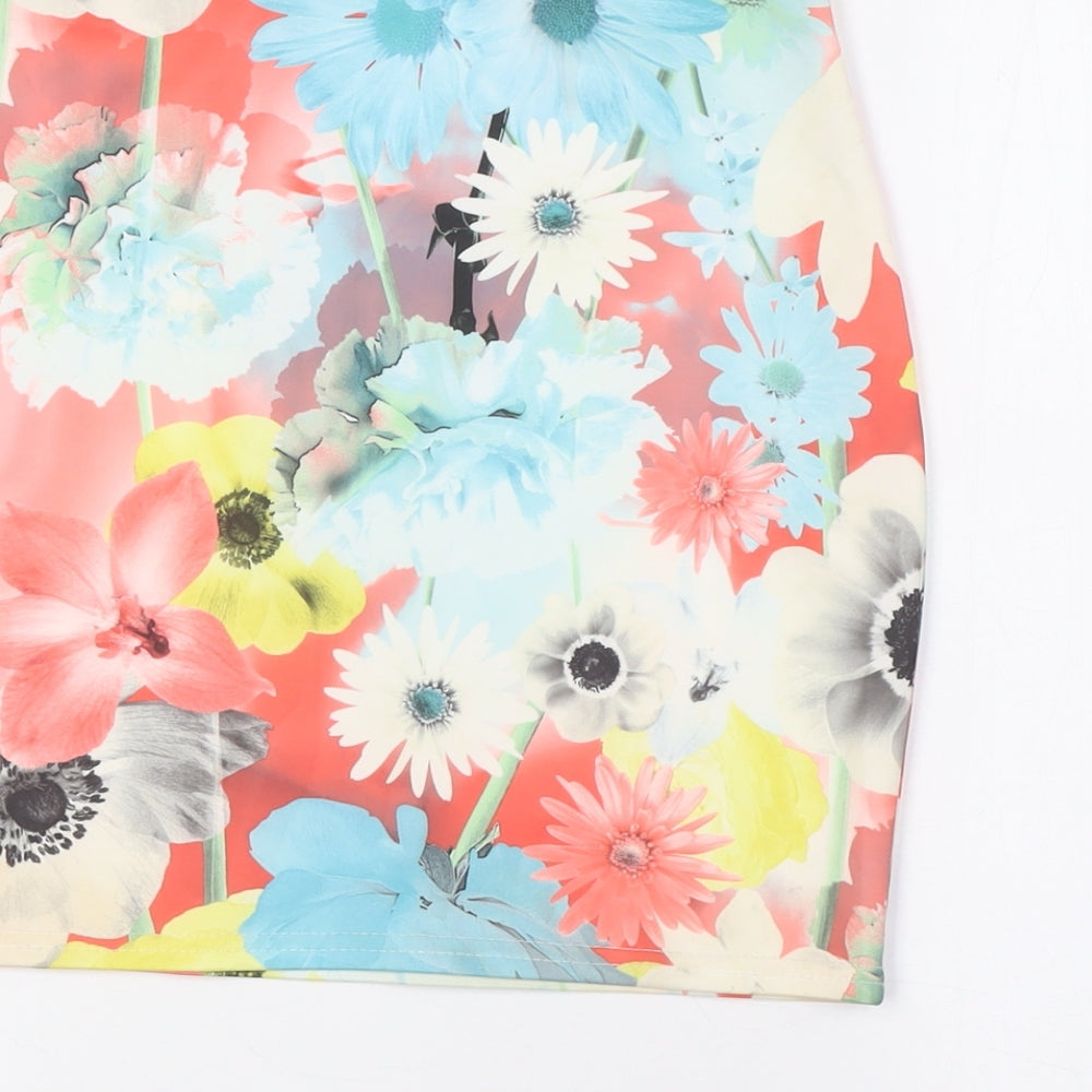 Boohoo Womens Multicoloured Floral Polyester A-Line Skirt Size 10