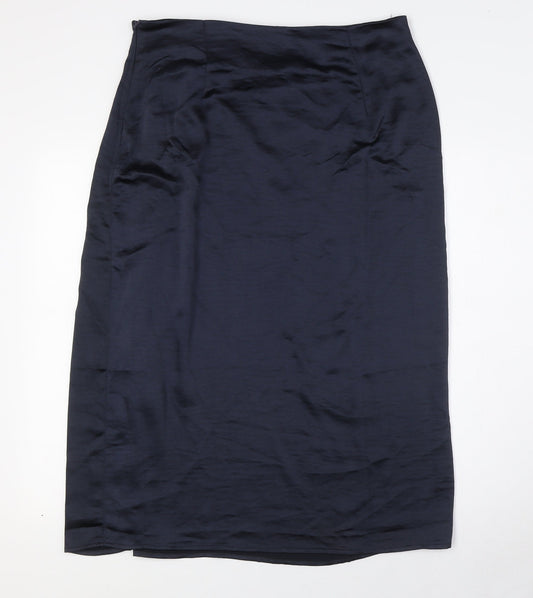 QED London Womens Blue Polyester A-Line Skirt Size 14 Zip