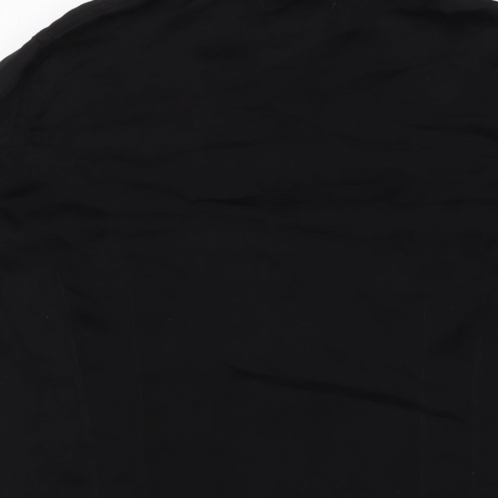 Ti MO Womens Black Silk Basic Button-Up Size M Collared - Embellished Collar