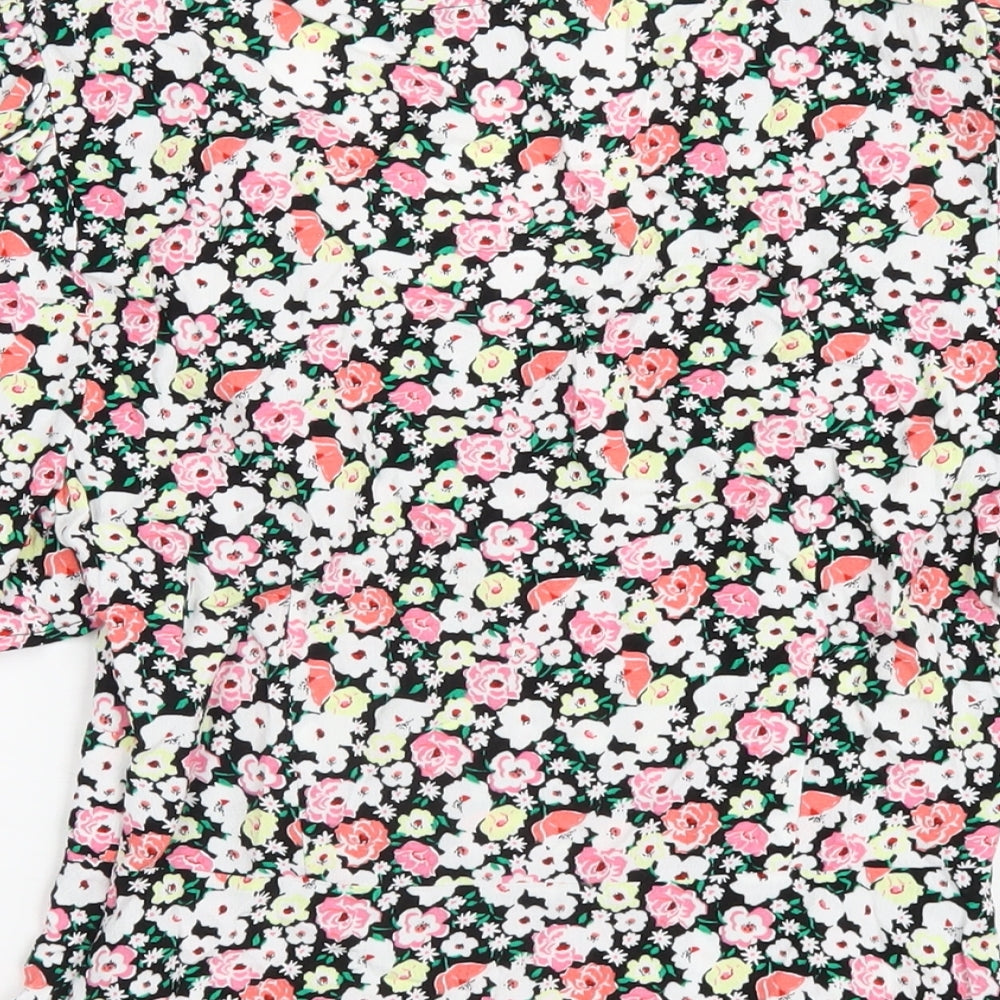 Marks and Spencer Womens Multicoloured Floral Viscose Basic Blouse Size 6 V-Neck