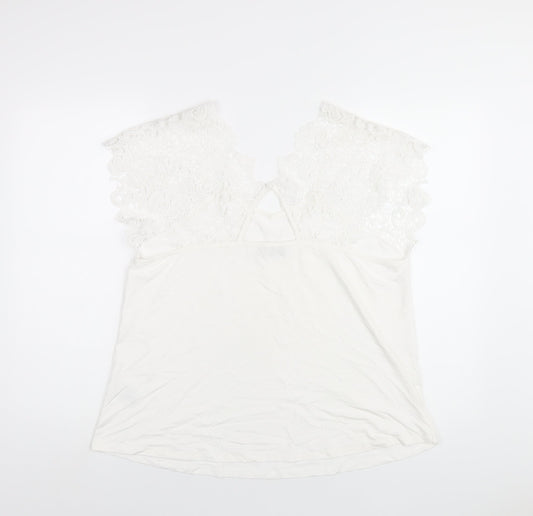 Womens UK Size XL Klass White Viscose T-Shirt
