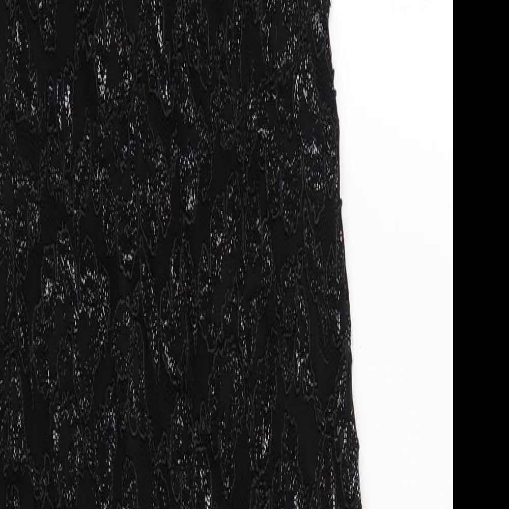 Brand and care label for Principles women’s black nylon bodycon, size UK 12, v-neck pullover