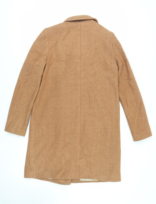 NEXT Womens Brown Herringbone Overcoat Coat Size 10 Button