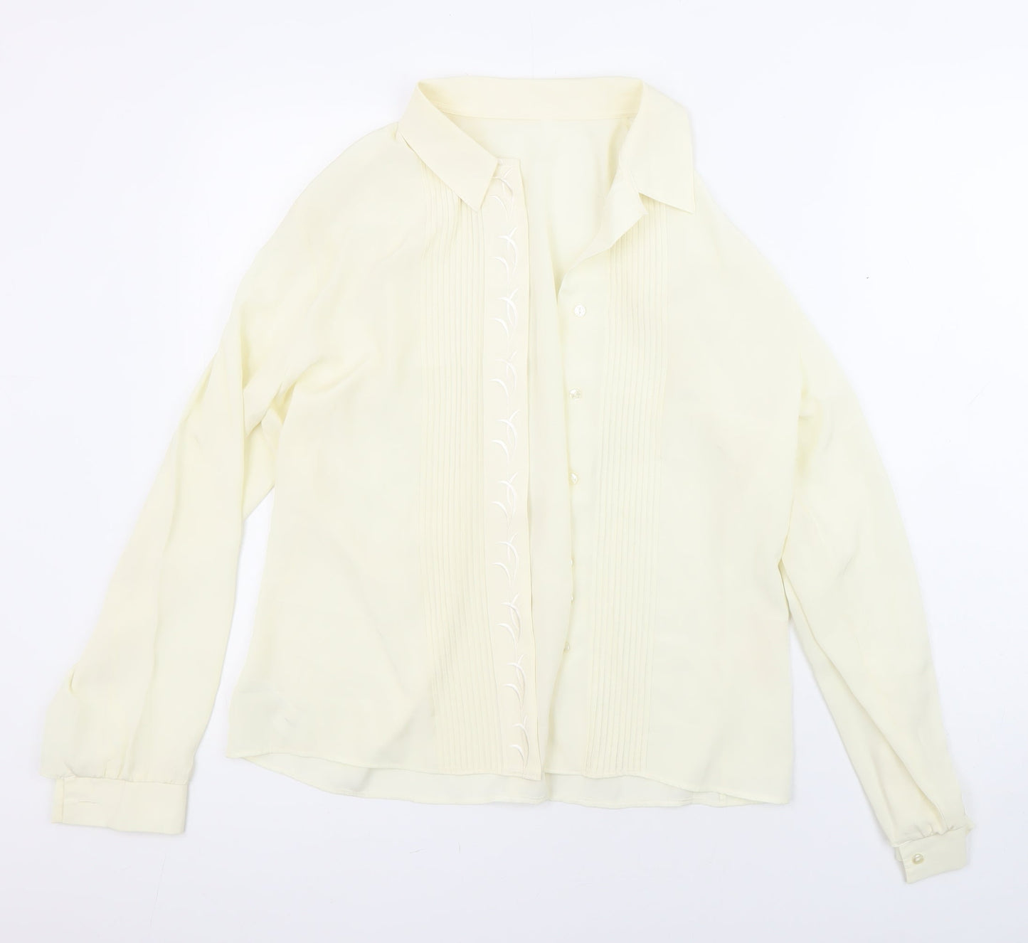 St Michael Womens Ivory Polyester Basic Blouse Size 14 Collared - Embroidered