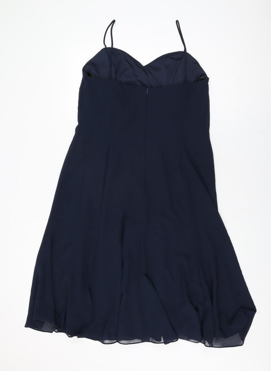 Dessy Collection Womens Blue Polyester A-Line Size 18 Sweetheart Zip