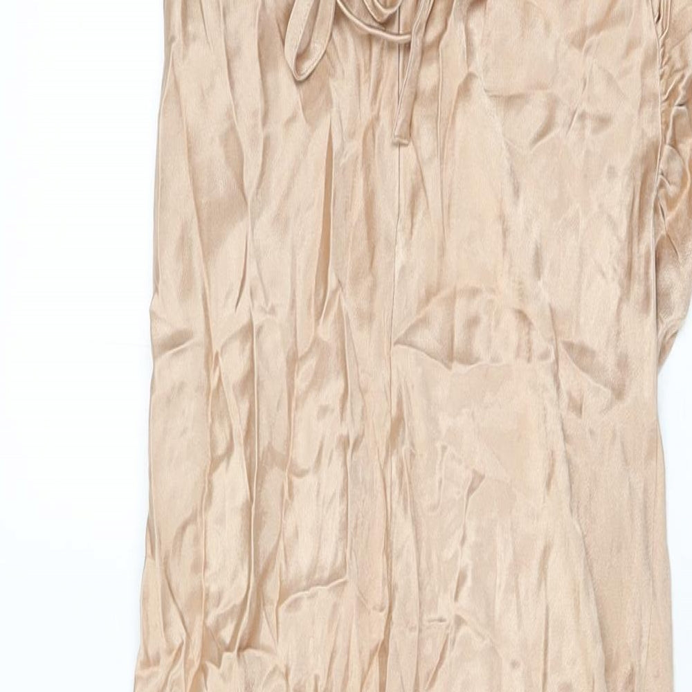 Shona Joy Womens Pink Viscose Maxi Size 6 Cowl Neck Zip