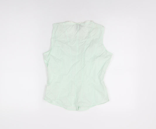 Gap Womens Green Cotton Basic Button-Up Size S Square Neck