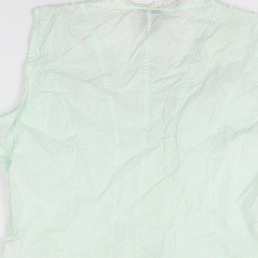 Gap Womens Green Cotton Basic Button-Up Size S Square Neck