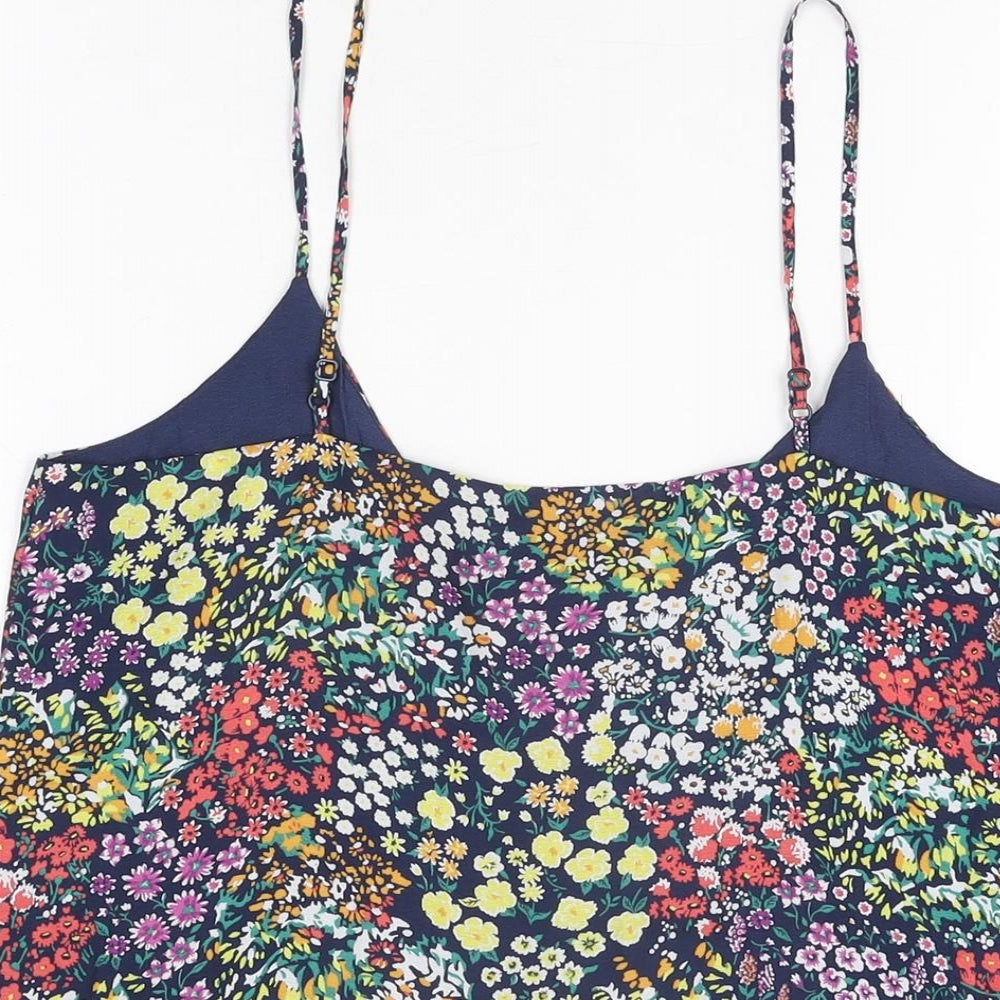 Gap Womens Blue Floral Polyester Camisole T-Shirt Size XS V-Neck