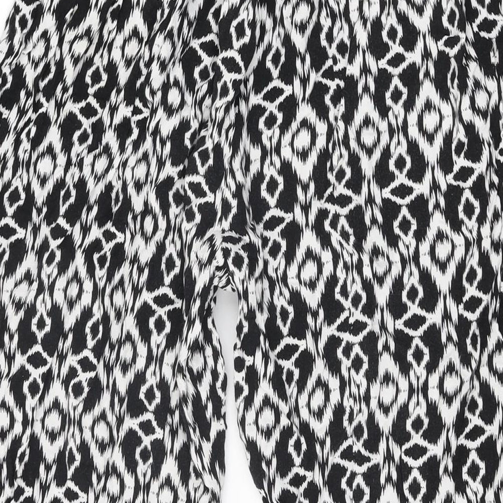 Marks and Spencer Womens Black Geometric Viscose Trousers Size M L24 in Regular