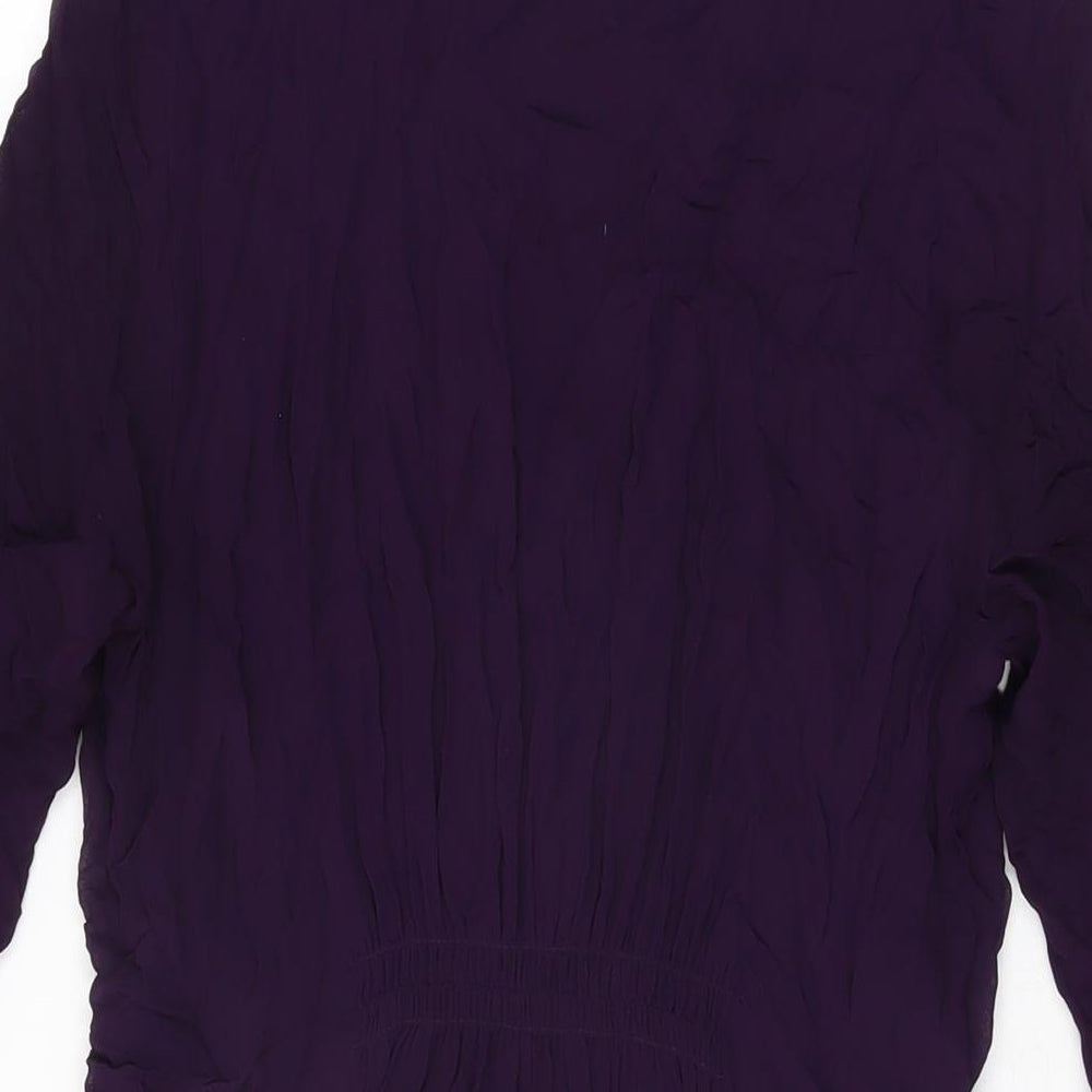 Brand and care label for Kaliko women’s purple viscose shift, size UK 14, v-neck pullover