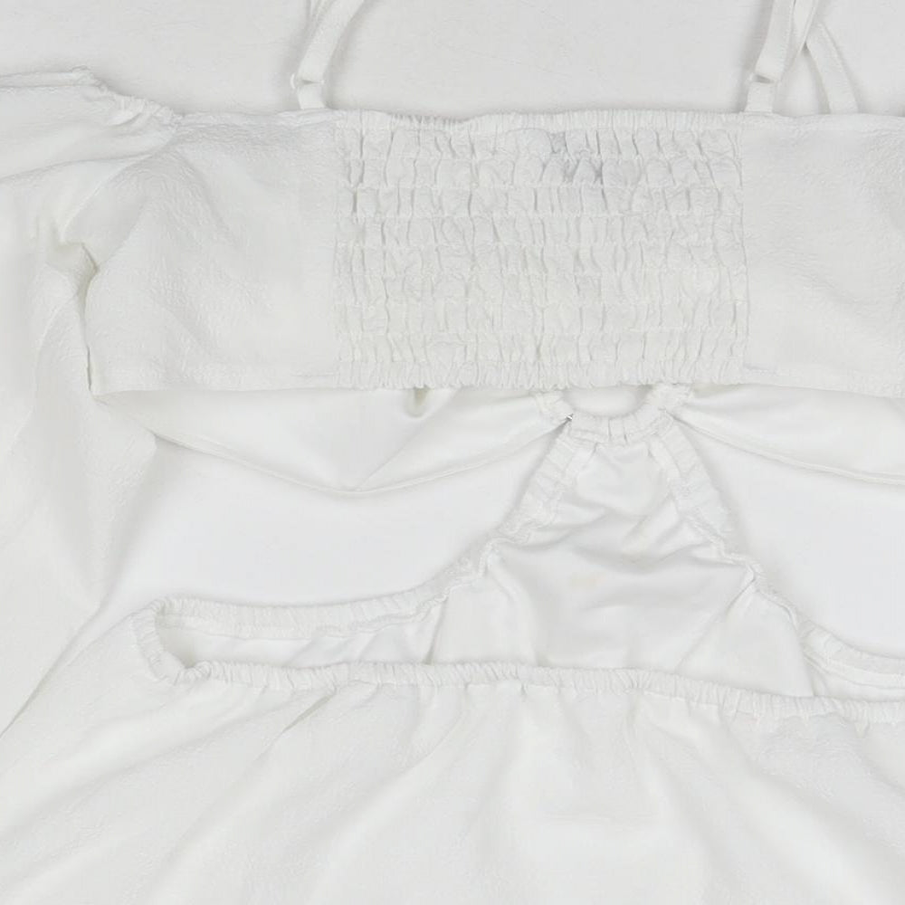 H&M Womens White Polyester A-Line Size M Sweetheart Pullover - Cut Out Detail