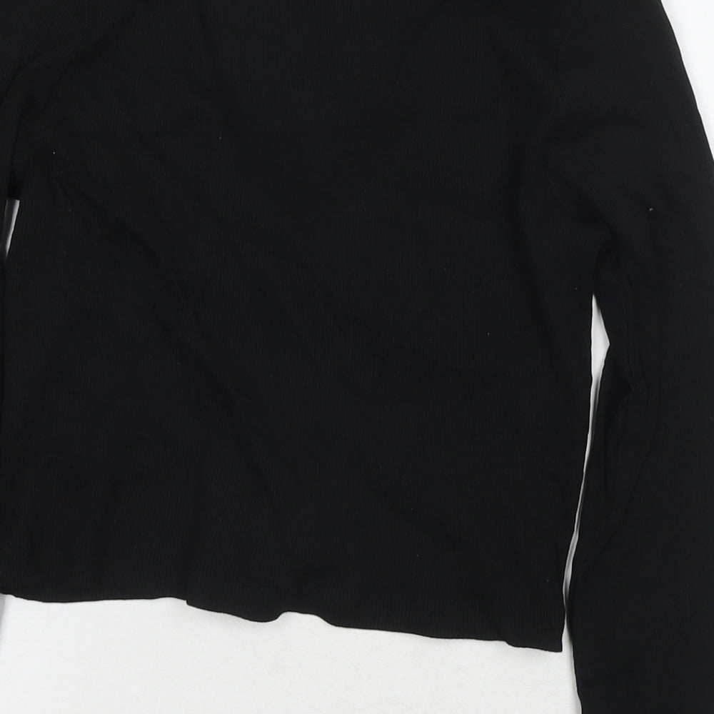 Brave Soul Womens Black Cotton Jersey T-Shirt Size S V-Neck