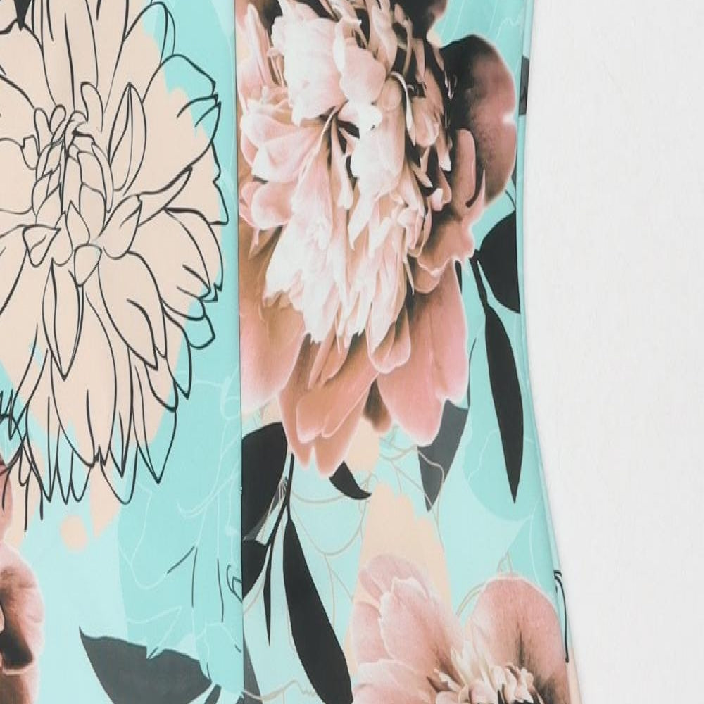Scarlet B. Womens Multicoloured Floral Polyester A-Line Size 10 Square Neck Zip