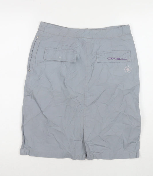 O'Neill Womens Grey Cotton A-Line Skirt Size XS Zip - Flowers