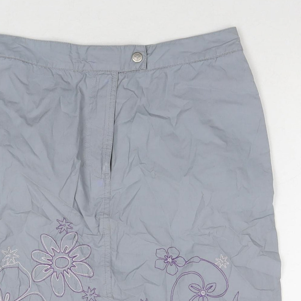 O'Neill Womens Grey Cotton A-Line Skirt Size XS Zip - Flowers