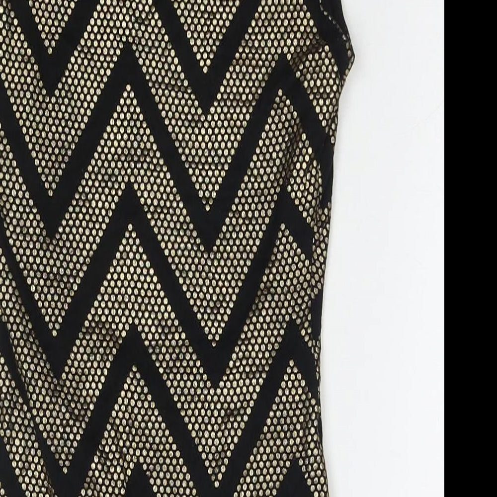 Jane Norman Womens Multicoloured Geometric Viscose Bodycon Size 6 Round Neck Pullover