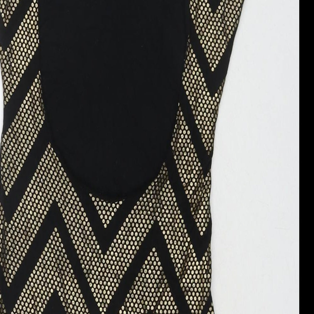 Jane Norman Womens Multicoloured Geometric Viscose Bodycon Size 6 Round Neck Pullover