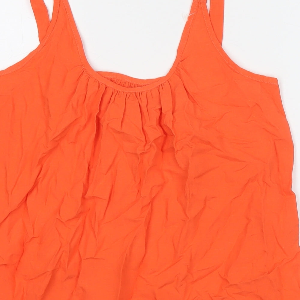 Marks and Spencer Womens Orange Viscose Basic Tank Size 8 Round Neck