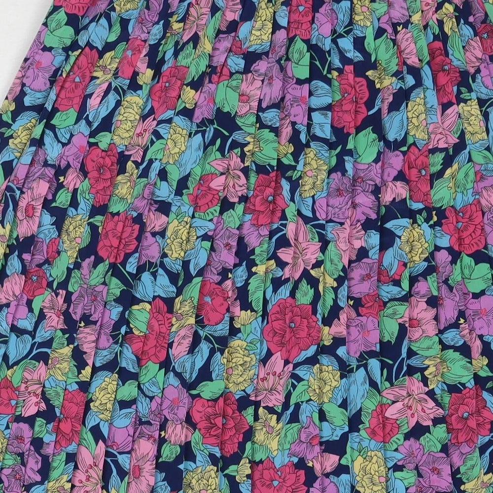 Solo Womens Multicoloured Floral Viscose Pleated Skirt Size 12 Zip