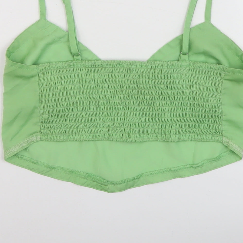 Stradivarius Womens Green Polyester Cropped Tank Size M Sweetheart