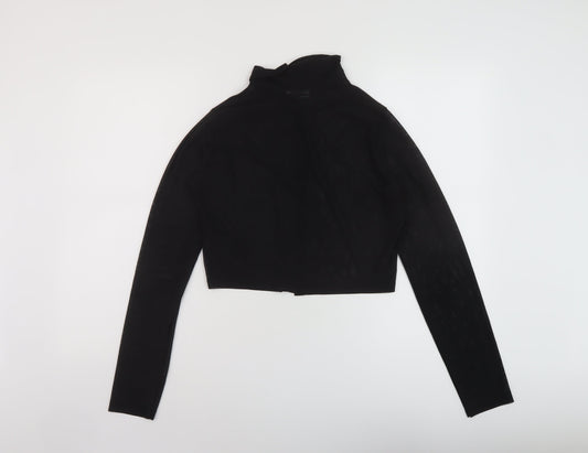 ASOS Womens Black Polyester Cropped Button-Up Size 10 Collared