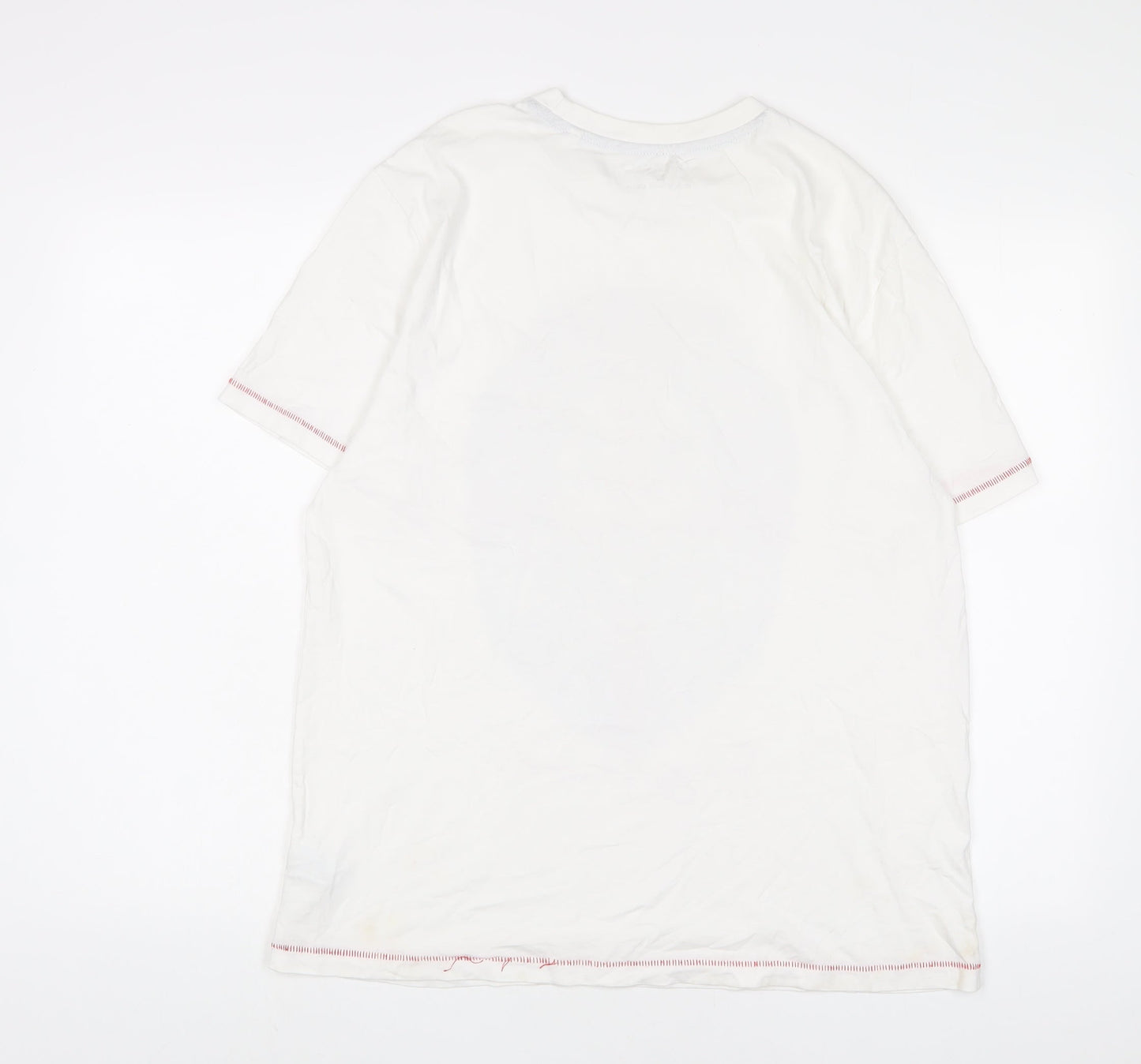 England Mens White Cotton T-Shirt Size L Crew Neck