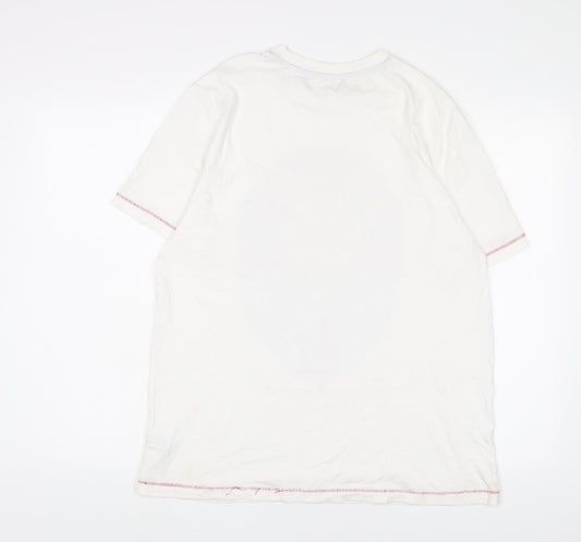 England Mens White Cotton T-Shirt Size L Crew Neck