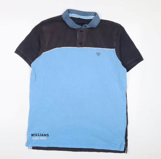 Crew Clothing Mens Blue Cotton Polo Size XL Collared Button - Embroidered