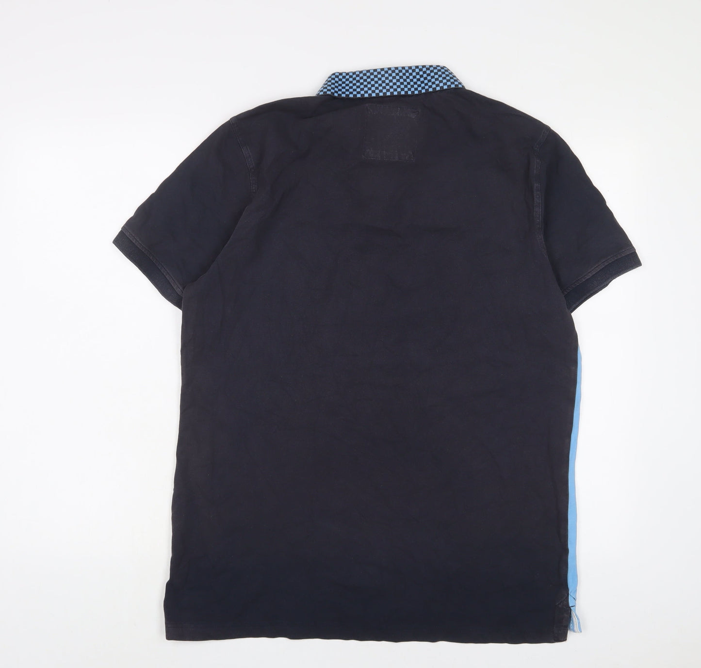 Crew Clothing Mens Blue Cotton Polo Size XL Collared Button - Embroidered