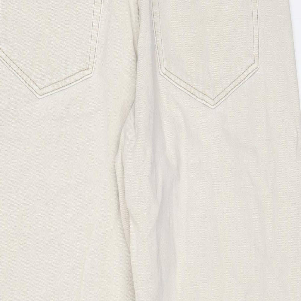 Pull&Bear Womens Beige Cotton Tapered Jeans Size L L20 in Regular Zip