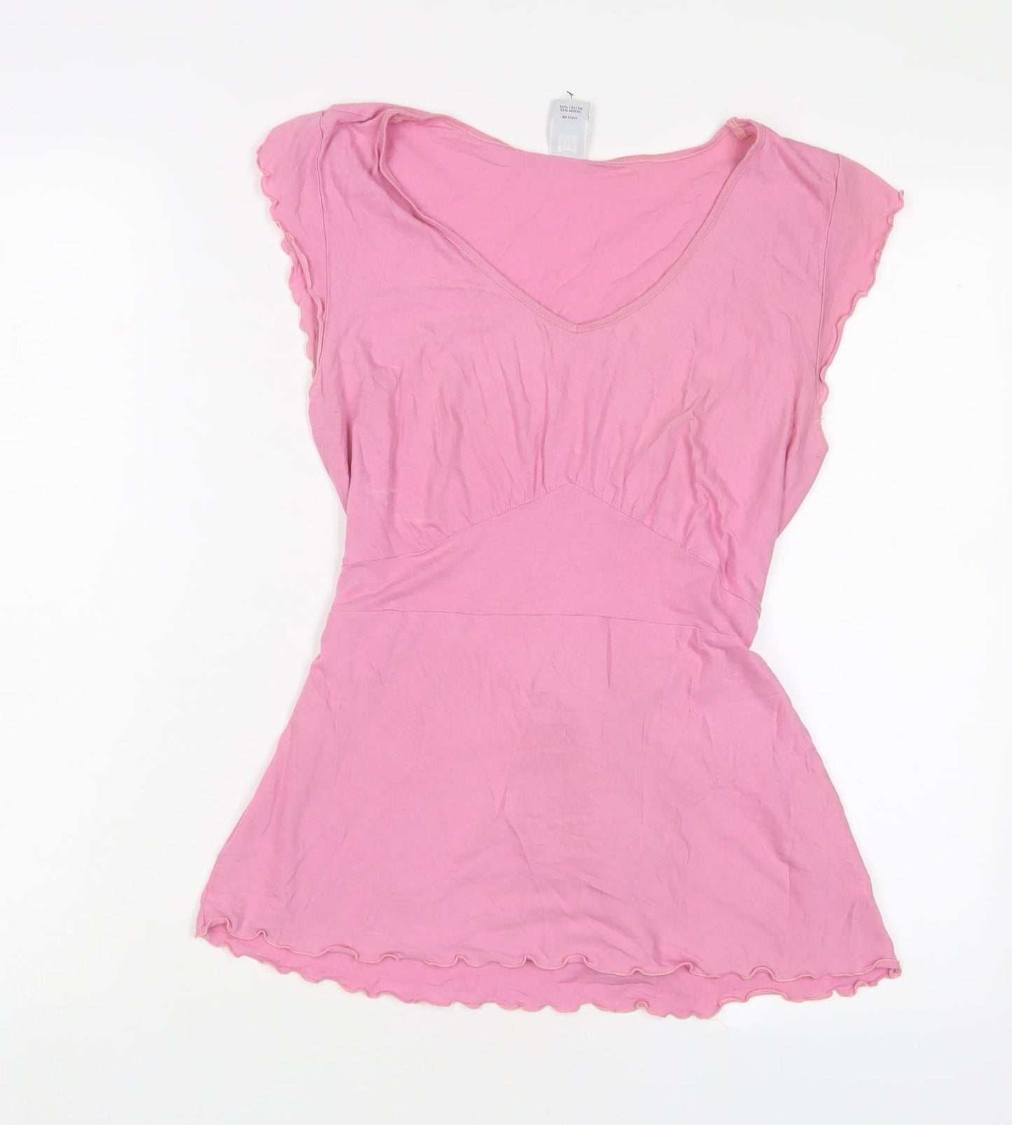 Gap Womens Pink Cotton Basic T-Shirt Size M Scoop Neck - Lettuce Edging