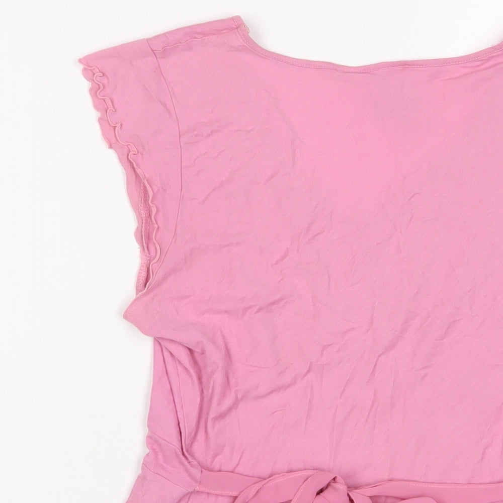 Gap Womens Pink Cotton Basic T-Shirt Size M Scoop Neck - Lettuce Edging