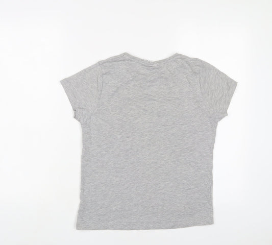 disney' Womens Grey Polyester Basic T-Shirt Size S Crew Neck