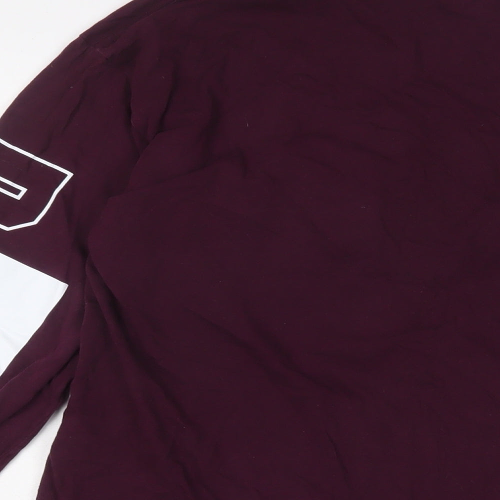 PINK Womens Purple Cotton Basic T-Shirt Size S Crew Neck