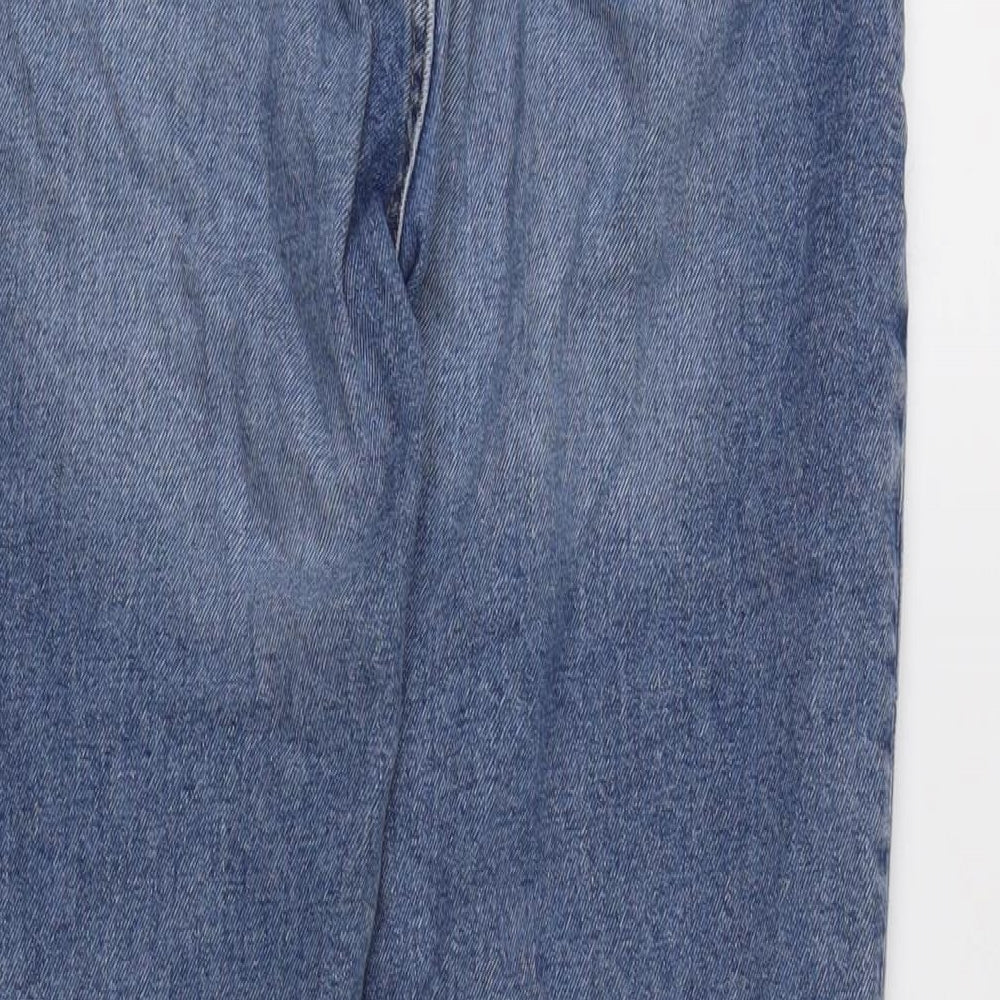H&M Womens Blue Cotton Blend Straight Jeans Size 8 L27 in Regular Zip