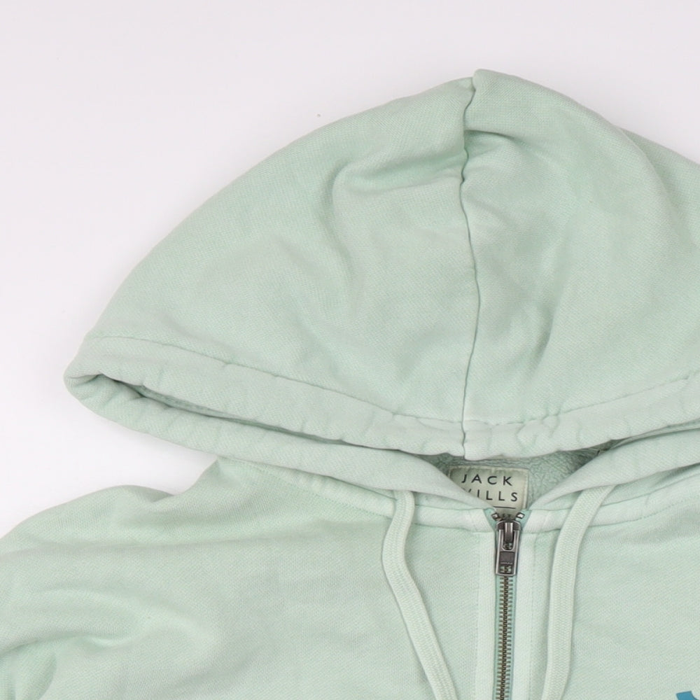 Jack Wills Womens Green Cotton Full Zip Hoodie Size 12