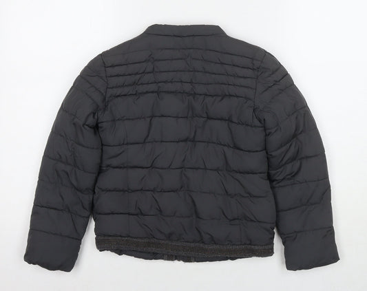 NEXT Girls Grey Puffer Jacket Jacket Size 8 Years Zip