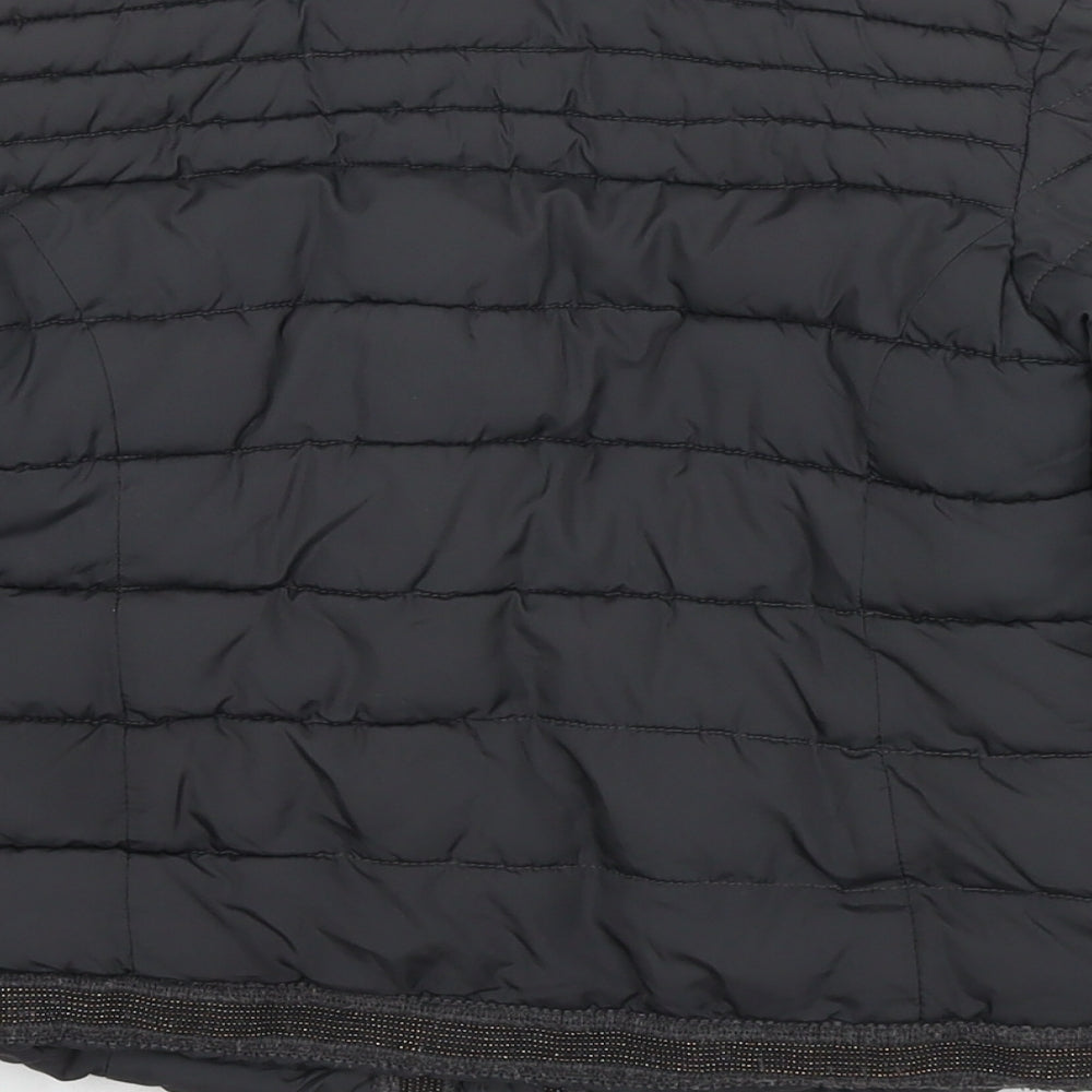 Brand and care label for Next girls’ grey puffer jacket jacket, size 8, years zip