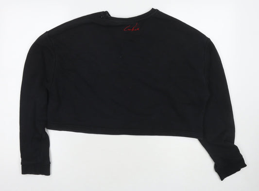 The Couture Club Womens Black Cotton Pullover Sweatshirt Size S Pullover - Cropped