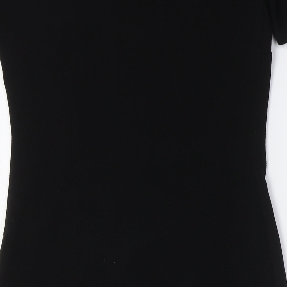 Dorothy Perkins Womens Black Polyester Pencil Dress Size 8 Boat Neck Zip