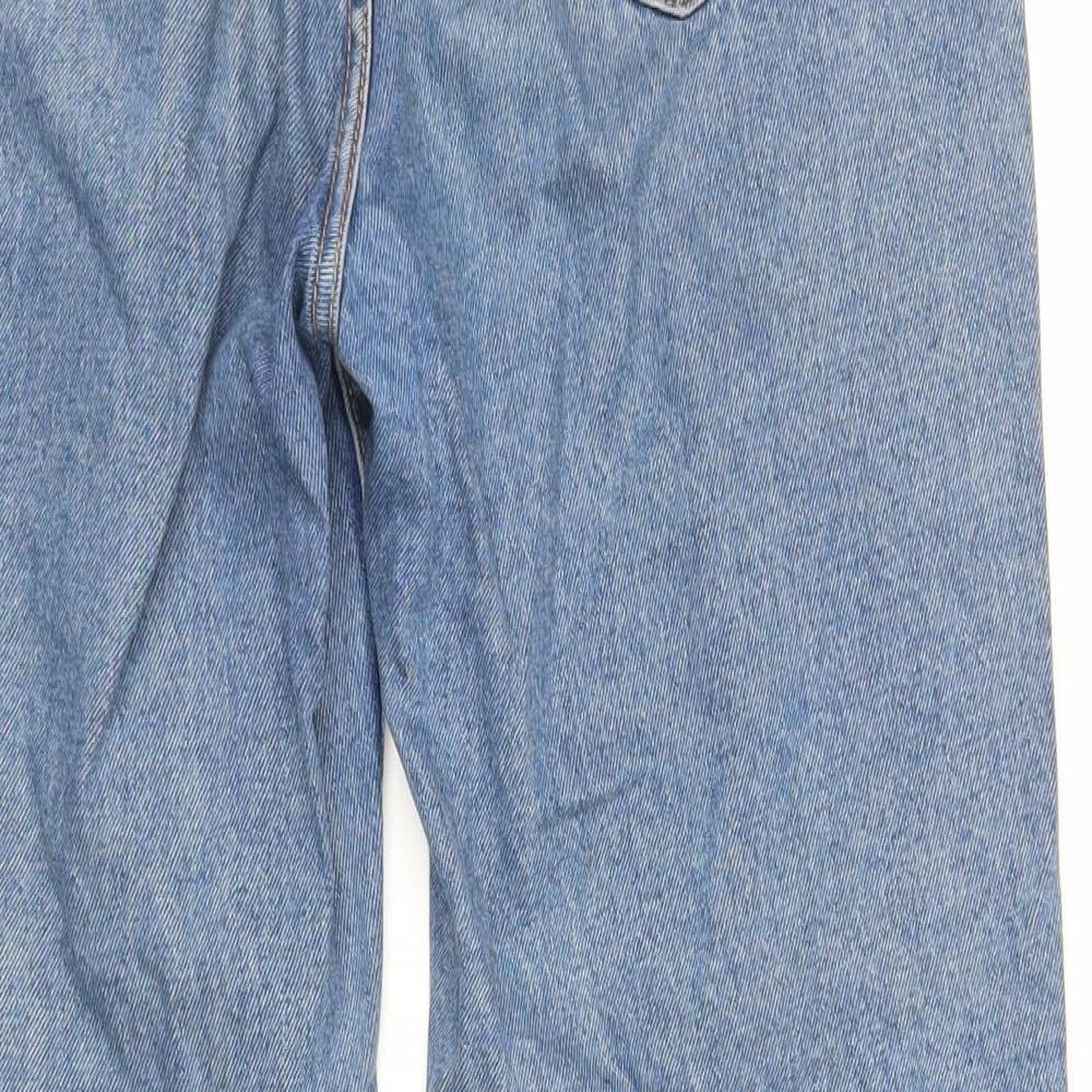 Pull&Bear Womens Blue Cotton Mom Jeans Size 8 L29 in Regular Zip - Elasticated Waist