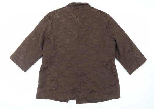 Fusion Womens Brown Jacket Blazer Size XL Button - Embroidered Vintage