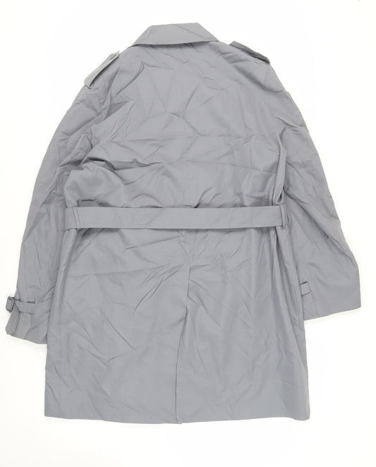 House of Fraser Mens Grey Trench Coat Coat Size 40 Button - Belted