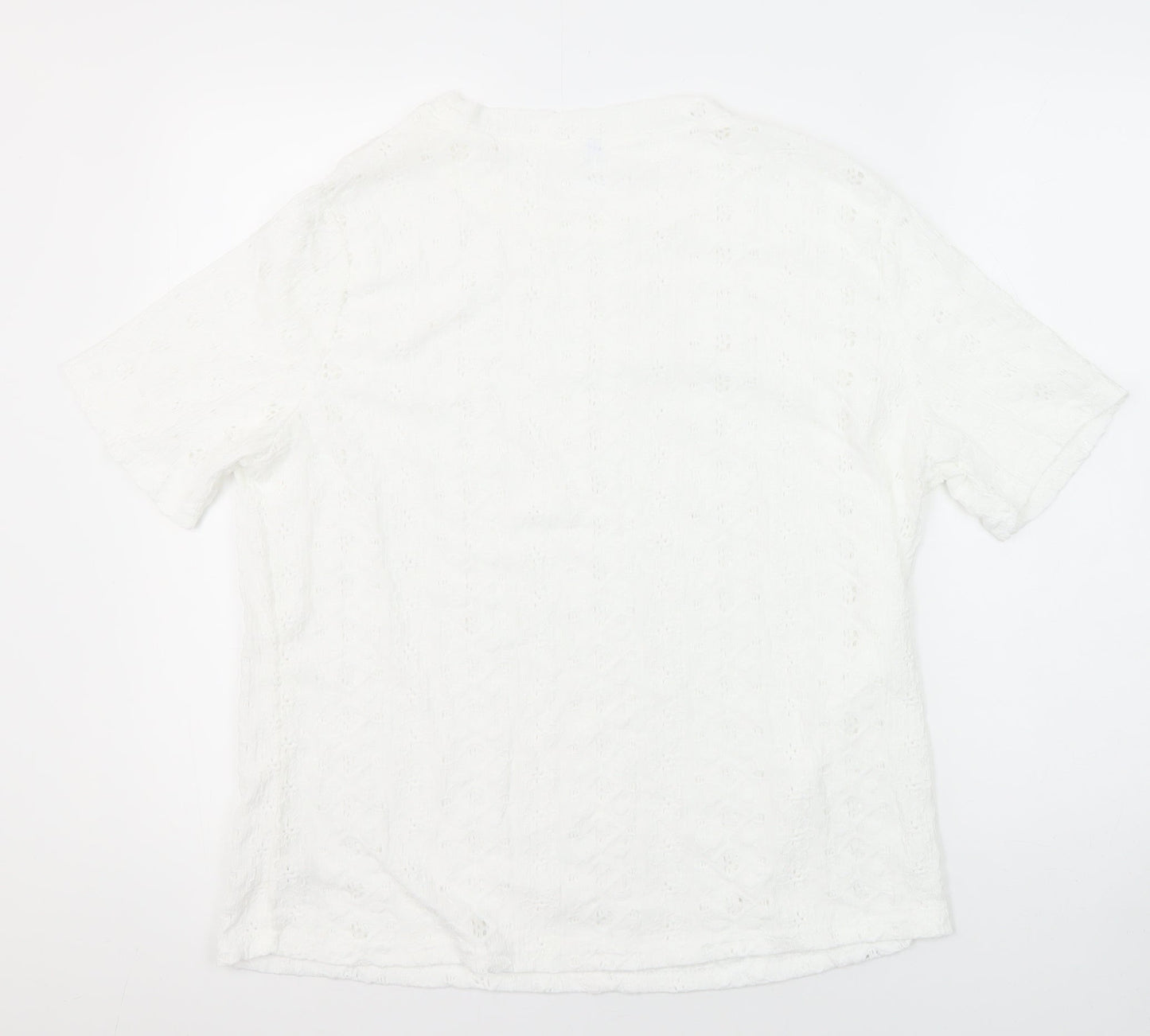 Unbranded Womens White Polyester Tunic Blouse Size XL Round Neck