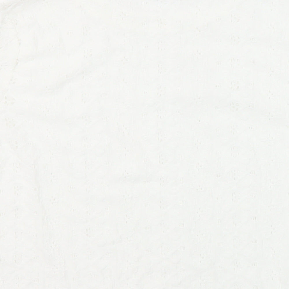 Unbranded Womens White Polyester Tunic Blouse Size XL Round Neck